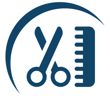 Icon featuring scissors and a measuring tape arranged together, symbolizing crafting or tailoring.